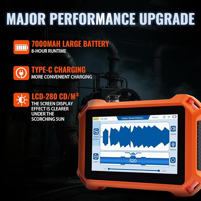 PQWT 125D Indoor&Outdoor Underground Water Leak Detector, Wall & Ground Water Pipe Leak Detection Measurement Depth 19.68ft/6m