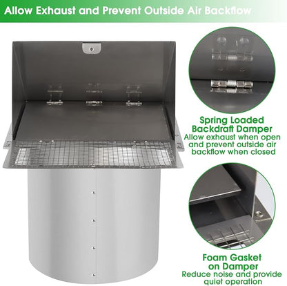 10 Inch Wall Vent Exhaust Vent Cover, Hooded Wall Vent - Image 4
