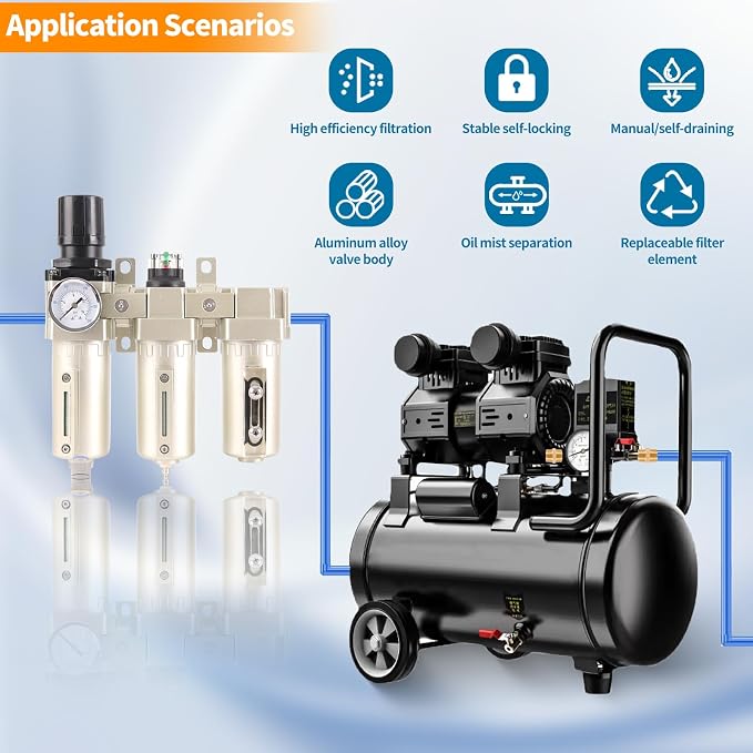1/2" NPT Industrial Grade 3 Stage Air Compressor Drying System, 0-240 PSI - Image 3