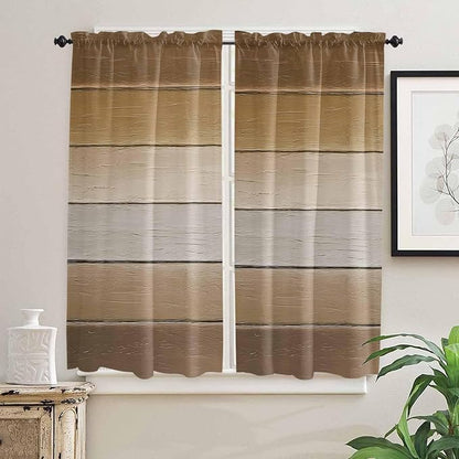 Vintage Brown Gradient Wood Grain Window Valance Curtains, Farmhouse Wood Barn - Image 7