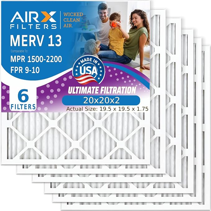 AIRX FILTERS WICKED CLEAN AIR. 20x20x2 Air Filter MERV 13 Electrostatic Pleated by AIRXFILTERSWICKEDCLEANAIR