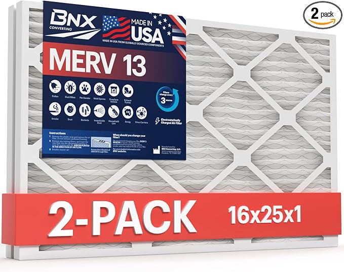 BNX TruFilter 16x25x1 MERV 13 AC Furnace Air Filter by BNX