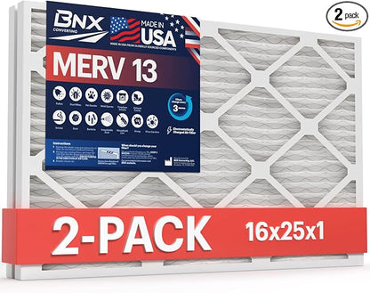 BNX TruFilter 16x25x1 MERV 13 AC Furnace Air Filter by BNX