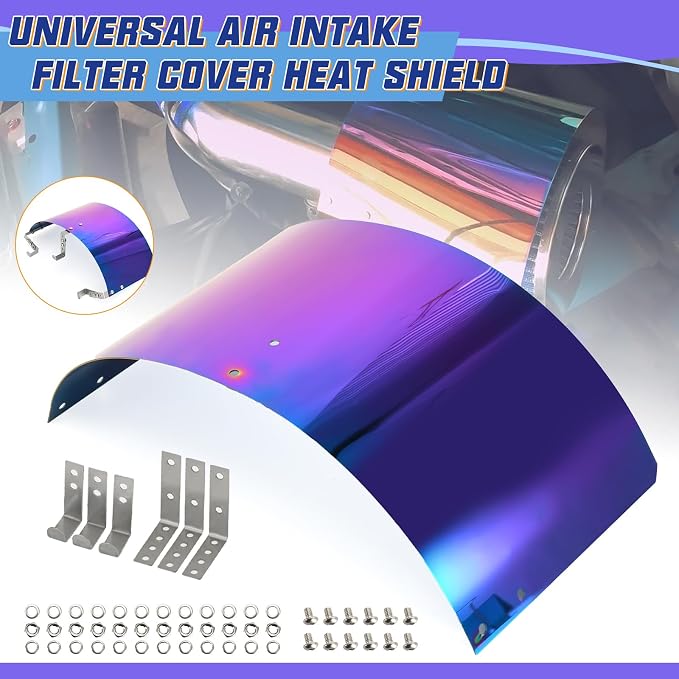 PTNHZ Universal Stainless Steel Air Intake Filter Cover Heat Shield Fits - Image 2