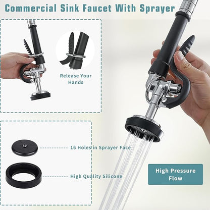 Fapully Commercial Kitchen Faucet, Wall Mount Kitchen Sink Faucet - Image 3