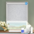 COOLWINDS Motorized Blinds with Remote Cordless Automatic Motorized Shades Custom Blinds for Windows Smart Curtains Compatible with Alexa Google Home(Blackout Jacquard Grey,W20 x H72in)