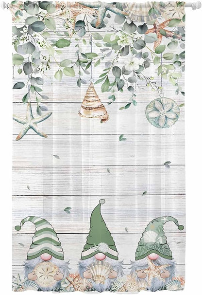 Sheer Curtains 84 Inches Long, Coastal Eucalyptus Leaf Semi Sheer Curtains by Unknown