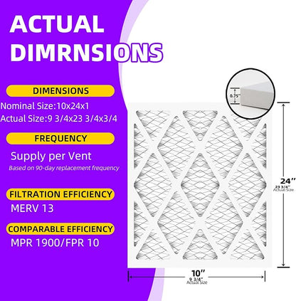10x24x1 MERV 13 Pleated Air Filter MPR 1900 & FPR 10, Furnace Air Filters - Image 3