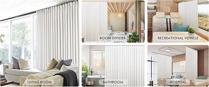 ChadMade Ceiling or Wall Mount Curtain Track Kit with Hooks, 3ft - 6ft Adjustable Length Drape Rail Set For Living Room Bedroom, Single Window Rods Work with Grommet and Pinch Pleated Curtain