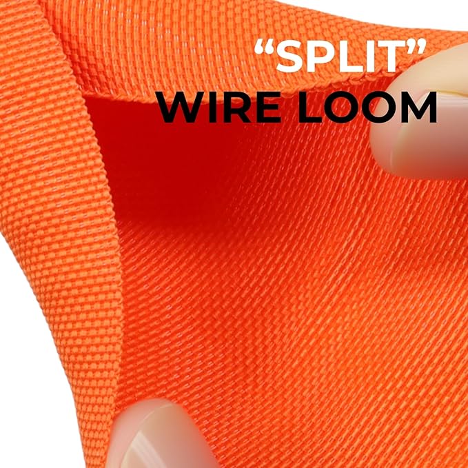 HOLED 1 inch Split Braided Cable Management Sleeve for USB Cable Power Cord Audio Video Cable, Wire Loom Cord Protector from Cat Dog Chewing (Orange, 25FT)