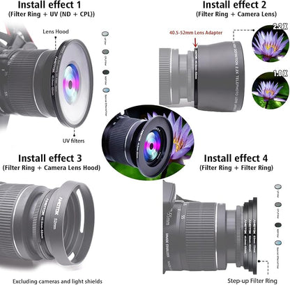 40.5mm Lens to 52mm Camera Lens Adapter, 40.5mm to 52mm Filter Step up Ring - Image 6