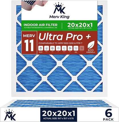 MervKing 20x20x1 Air Filter Actual Size: 19.7" x 19.7" x 0.75" MERV 11 MPR by MervKing