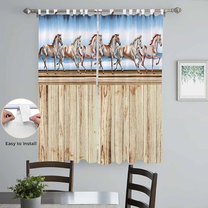 Western Horse Living Room Curtains 84 Inch Length, Window Curtains Tab Top - Image 4