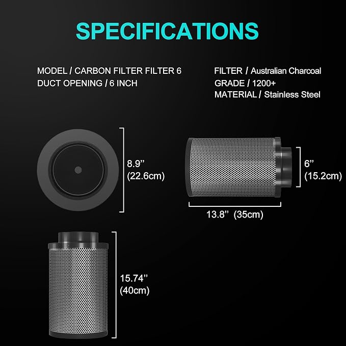 Air Carbon Filter 4 Inch, Smellines Control Removes 3X More Odors Contaminants. - Image 5