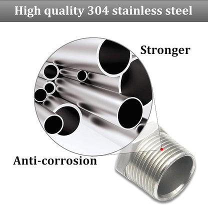 2 Pcs 304 Stainless Steel Reducer Hex Bushing, 3/4" Male NPT to 1/4" Female - Image 4
