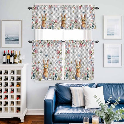 Kitchen Curtains Tiers and Valance Set of 3, Easter Light Filtering Window - Image 6