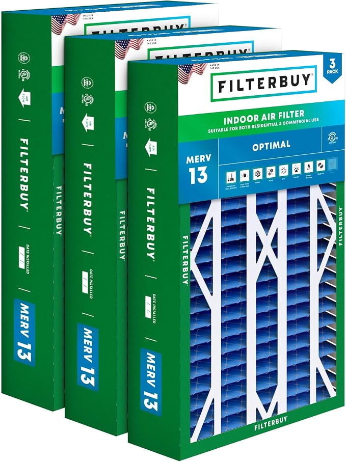 Filterbuy 16x26x5 Air Filter MERV 13 Optimal Smoke & Allergy Defense, Pleated by Filterbuy