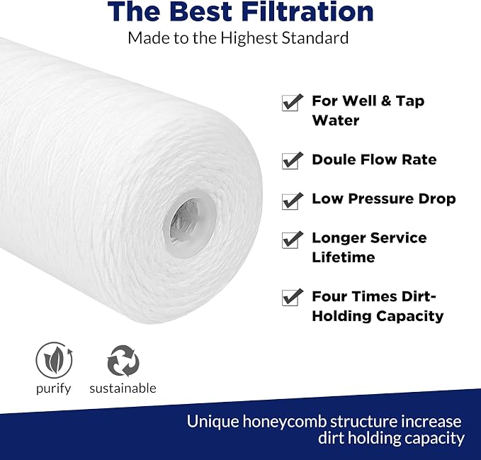 Membrane Solutions 1 Micron 10"x4.5" String Wound Whole House Water Filter - Image 4
