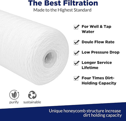 Membrane Solutions 1 Micron 10"x4.5" String Wound Whole House Water Filter - Image 4