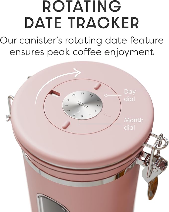 Veken Coffee Canister with Window, Airtight Stainless Steel Kitchen Food - Image 5