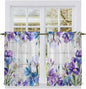 Spring Flowers Kitchen Curtains, Watercolor Garden Florals Wooden Grain Light by Unknown