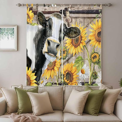 Retro Farmhouse Flower Living Room Curtains 84 Inch Length, Window Curtains Tab - Image 3
