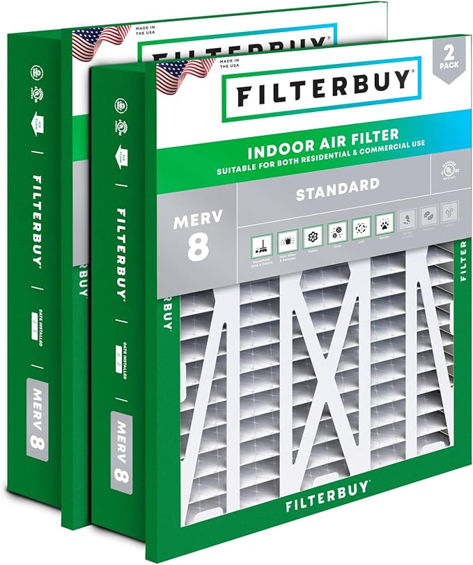 Filterbuy 20x20x5 Air Filter MERV 8 Essential Dust & Allergy Defense, by Filterbuy