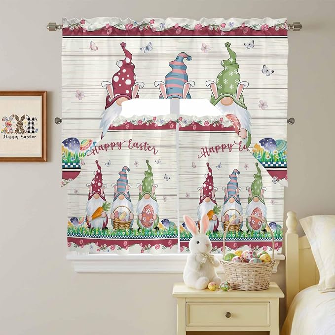 Swag Valance Curtains, Happy Easter Gnomes - Image 8