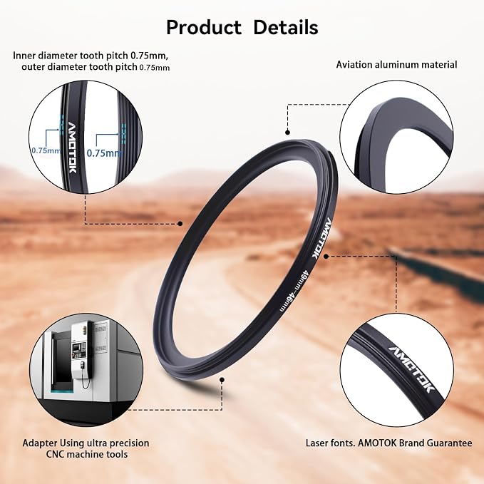 49mm Lens to 46mm Camera Lens Adapter, 49mm-46mm Filter Step-Down Ring - Image 2