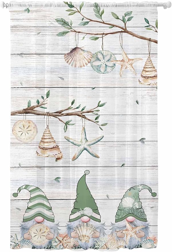 Sheer Curtains 108 Inches Long, Sage Green Gnomes Semi Sheer Curtains Light by Unknown