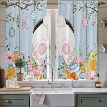 Easter Window Curtains 63 Inch Long 2 Panel Set, Rod Pocket Bedroom Curtains & by Unknown