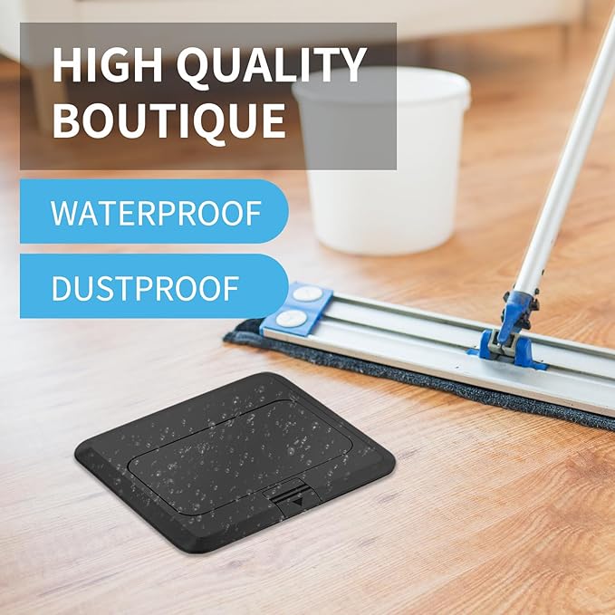 Vagueior Pop-Up Floor Box Kit, 4.8A USB Outlet, 20A Tamper-Resistant Receptacle Outlet, Corrosive Resistant Hardware, ETL Certified,Black