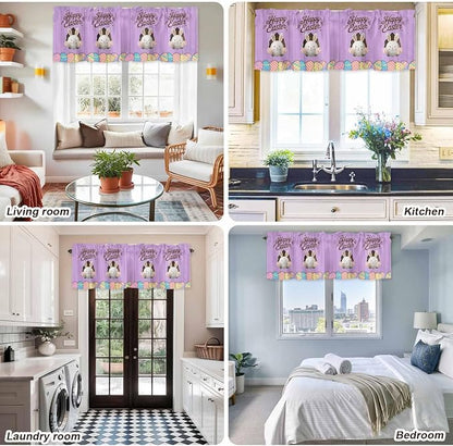 Purple Easter Curtain Valances for Windows, Kitchen Valance Window Treatment - Image 9
