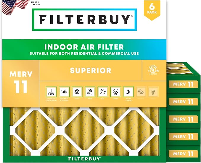 Filterbuy 25x25x2 Air Filter MERV 11 Superior Pet & Allergy Defense, by Filterbuy