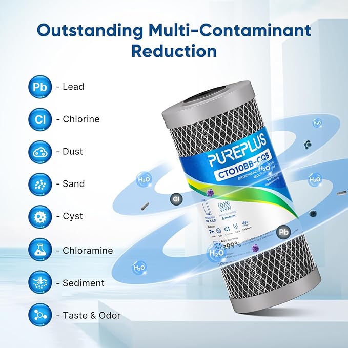 PUREPLUS 5 Micron 10" x 4.5" Whole House Activated Carbon Water Filter - Image 4
