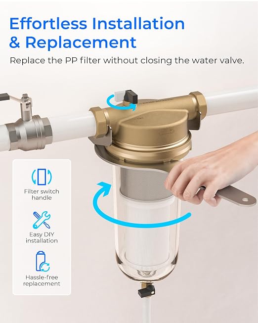 Waterdrop Mega Spin Down Sediment Filter, Reusable Whole House Water Filter - Image 5