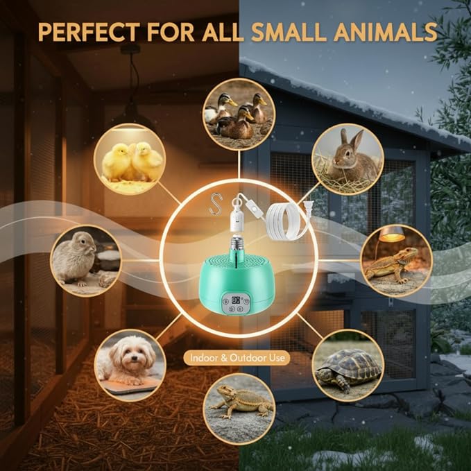 Enhon 1 Set Chicken Coop Heater, Timing Heat Lamp - Image 9