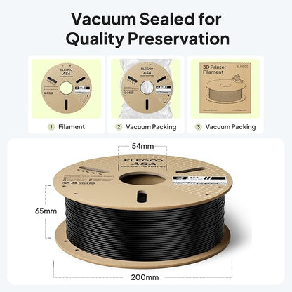 ELEGOO ASA Filament 1.75mm Deep Black & White 2KG, UV & Weather Resistant 3D - Image 6