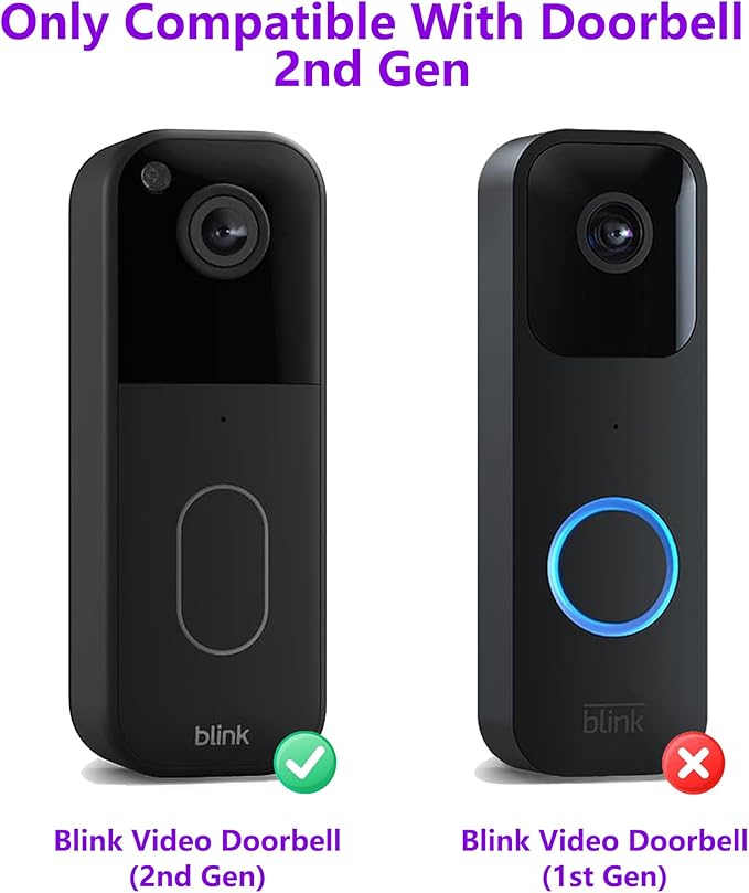 Blink Doorbell Mount (2nd Gen/Newest Model), 90° Adjustable, Anti-Theft, No-Drill Mount for Blink Video Doorbell, Not Block Doorbell Motion Sensor, Easy to Install, Fit for Blink Doorbell Camera