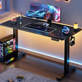Veken 55 Inch, Height Adjustable Sit Stand Up, Wood Desktop, Work Home Office Computer PC Table, Tall Standup Workstation, Gaming Writing Study Bedroom Rising Desks, Black