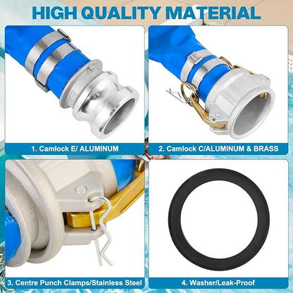 1.5" x 50 Ft Discharge Hose, Heavy Duty PVC Lay Flat Water Backwash Hose - Image 2