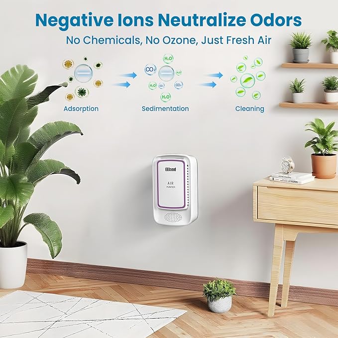 Cat Litter Deodorizer Plug in (4 Pack) - Ozone-Free Negative Ion Air Purifier for Litter Box, Compact Odor Eliminator for Strong Pet Odors, Quiet Air Freshener for Home, Bedroom, Kitchen