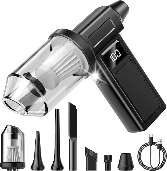 Compressed Electric Air Duster & Handheld Car Vacuum Cleaner 2-in-1-10000mAh by Tuykay