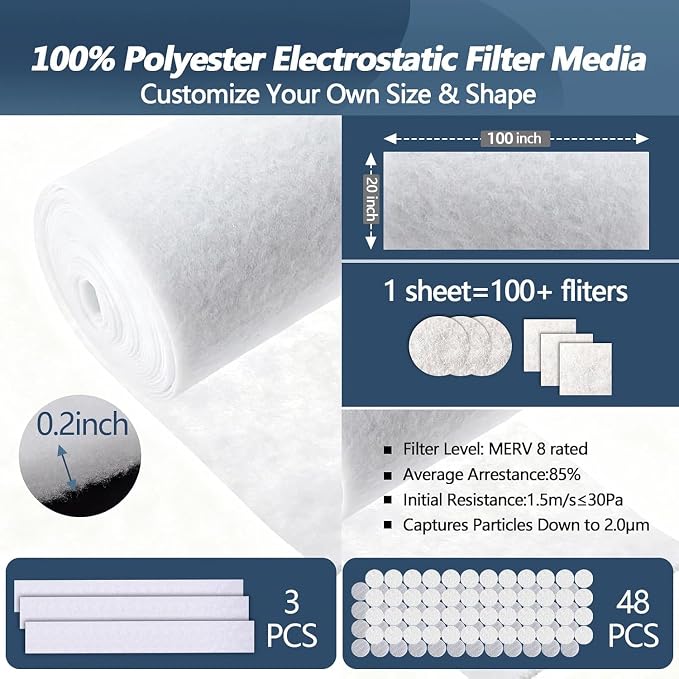 MERV 8 Air Vent Filters Kit 20x100 Inch|Cut to Fit Filter Material, High-Grade - Image 3
