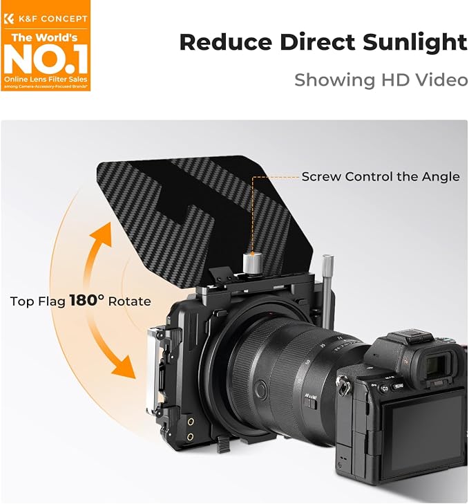 K&F CONCEPT Mini Matte Box +Black Mist 1/4 Filter Kit, DSLR Camera Matte Box - Image 2