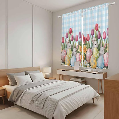Easter Window Curtains 63 Inch Long 2 Panel Set, Rod Pocket Bedroom Curtains & - Image 4