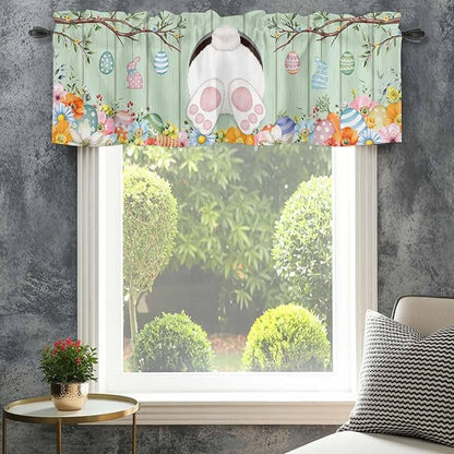 Easter Curtain Valances for Windows, Kitchen Valance Window Treatment, Spring - Image 4