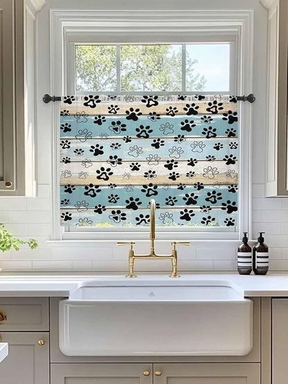 Sheer Curtains 45 Inch Length, Vintage Farmhouse Country Wood Grain Privacy - Image 3