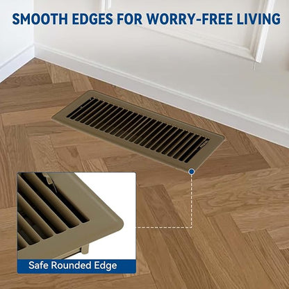 4" x 10" Floor Register Vent Covers 4-Pack, Walkable Powder-Coated Metal Vent - Image 9