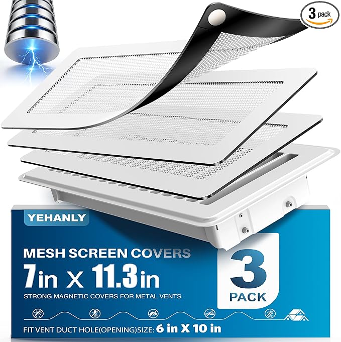 Magnetic Vent Covers with Vent Screen 7x11.3 Inch, Ceiling Air Vents to Block by YEHANLY